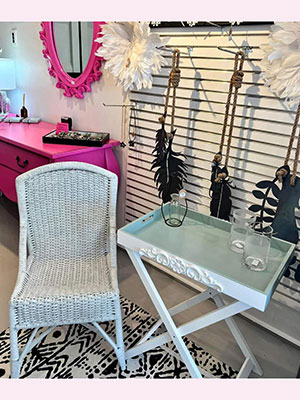 Table, Chair and Wall Decor displayed in the Shop